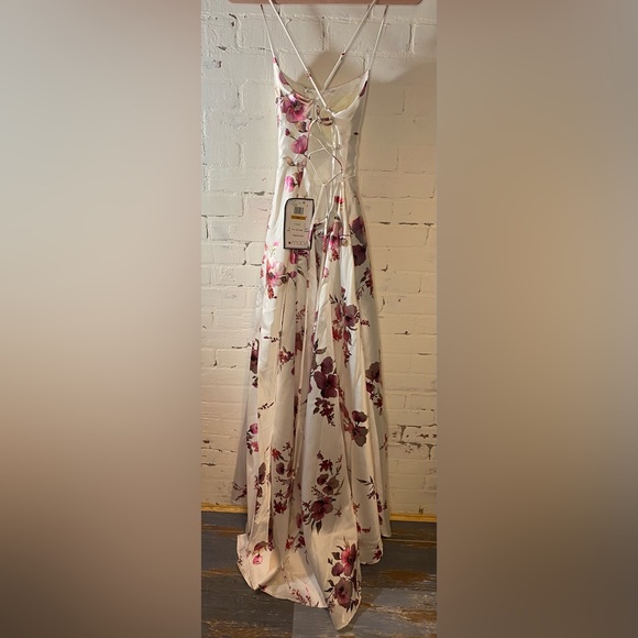 B Darlin Floral Prom Dress - White and Pink - Picture 2 of 6